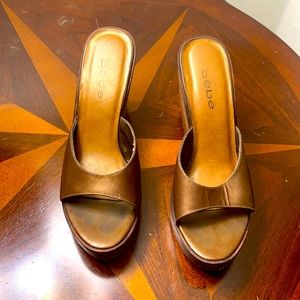 Bebe bronze wedge